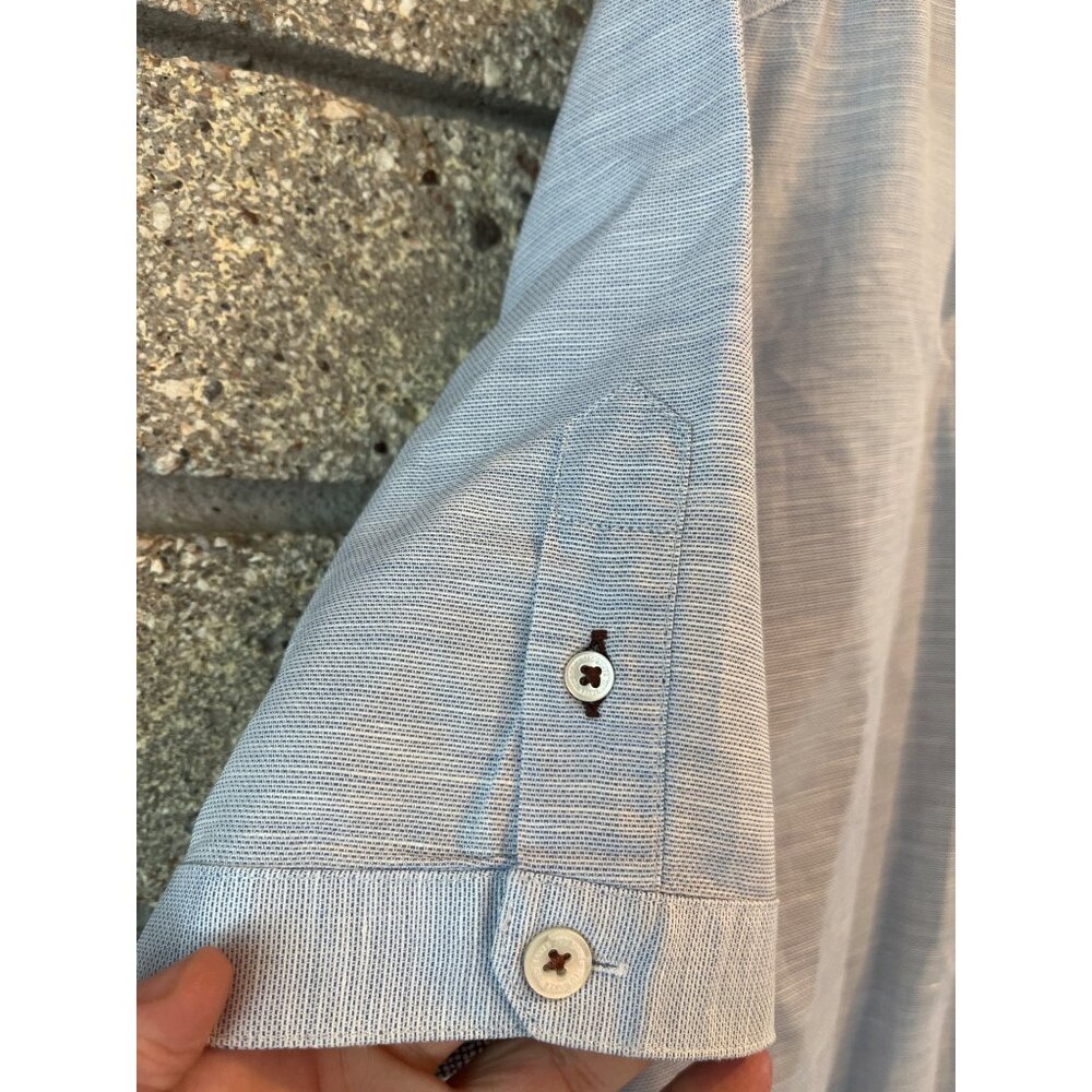 Ted Baker Mens Light Blue Short Sleeve Button-Up Shirt Size 5 With Patterned Col - Picture 5 of 8